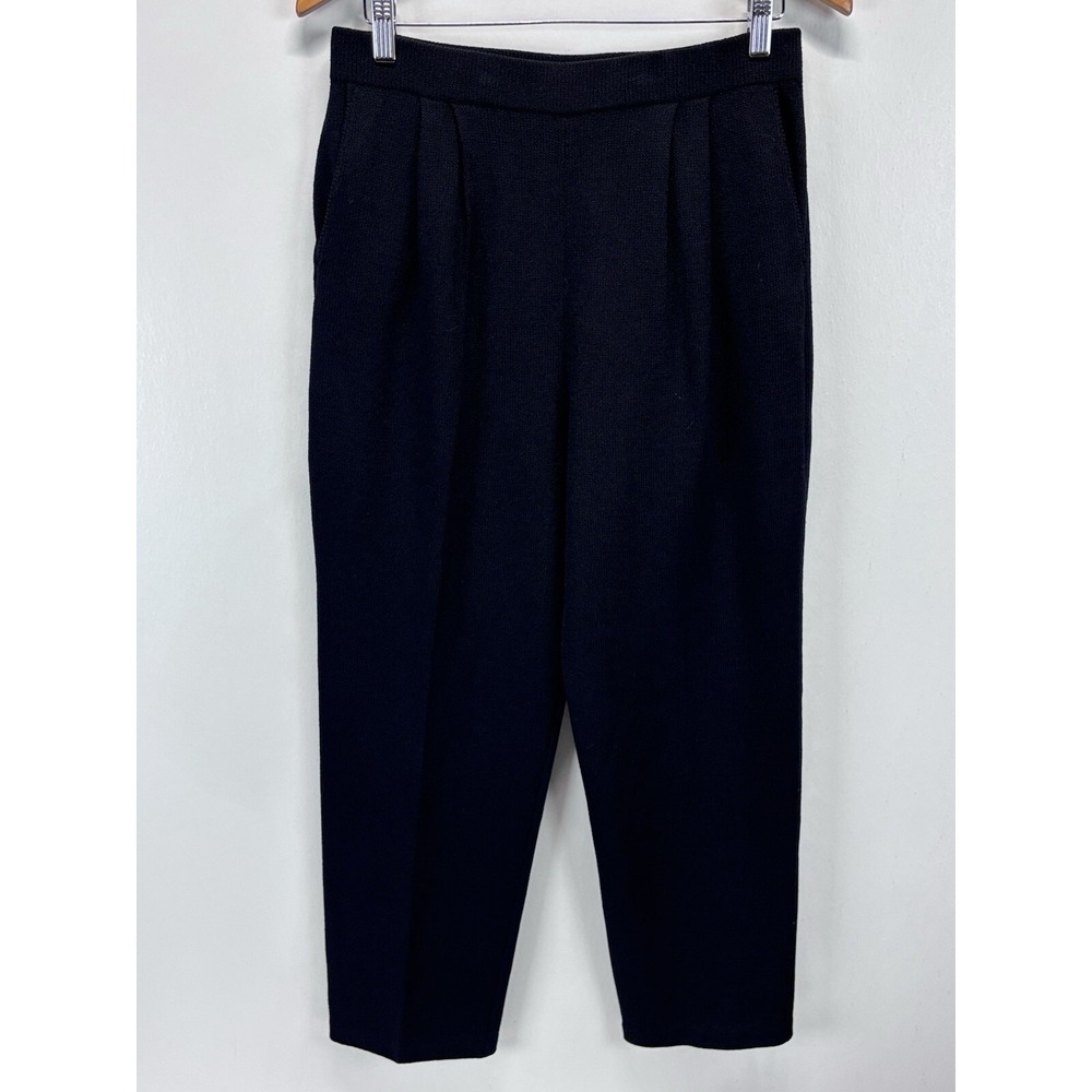 St. John Basics Designer Sz 8 Black Casual Santana Knit Pull On Trouser Pants
